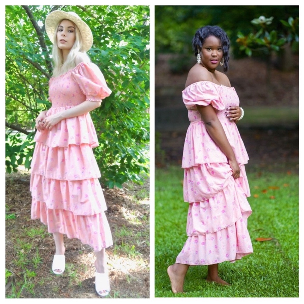 LoveShackFancy Simone Pink Smocked Ruffle Dress XXS